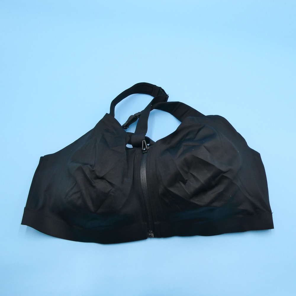Victoria's Secret Sport Bra Women 40DD Knockout Black Front Zip Polyamide